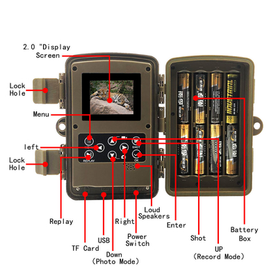 Affichage à cristaux liquides de chasse imperméable 32pcs de la haute définition 1080P 20MP de caméra de la faune 30FPS IP66