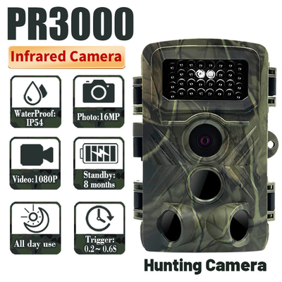 30FPS caméra de chasse infrarouge de la caméra 16MP Resolution 34pcs IR LED de traînée de la vidéo HD